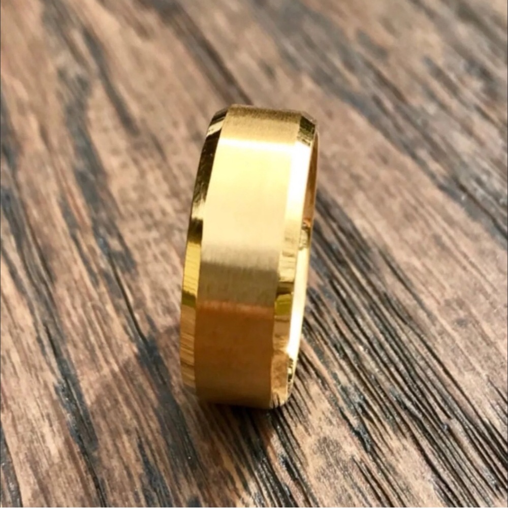 Gold titanium ring wedding band unisex